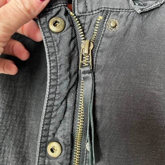 🚫SOLD OUT🚫 MÜR MÜR Charcoal Hooded Utility Jacket Military Style Casual Crop S - Picture 3 of 11